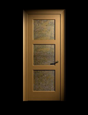 oak door with copper panels