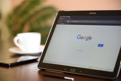 tablet showing Google